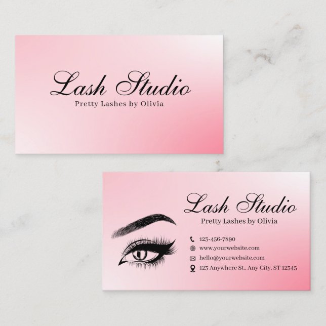 Cartão De Visita Lash de Beleza Luminosa Rosa sofisticada (Frente/Verso)