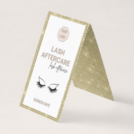 Cartão De Visita Lash Dourado com instruções de acompanhamento Logo