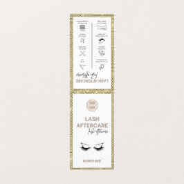 Cartão De Visita Lash Dourado com instruções de acompanhamento Logo