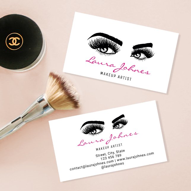 Cartão De Visita Lash Extension Lindas lascas longas Maquiagem arti (Criador carregado)