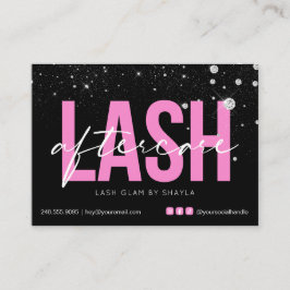 Cartão De Visita Lash Extensões Após Cuidados Glam Diamantes Rosa