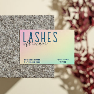 Cartão De Visita Lash Holográfico Do Pastel Após Instrução De Trata