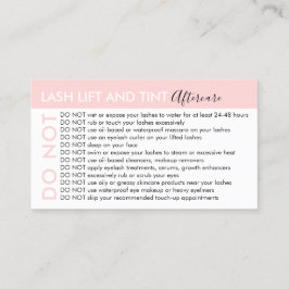 Cartão De Visita Lash Lift e Tint evitam conselhos depois do cuidad