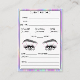 Cartão De Visita Lash Registro do cliente Adicionar logotipo Hológr