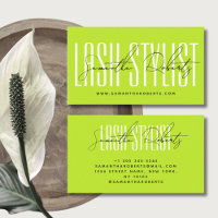 Lash stylist moderna tipografia néon verde