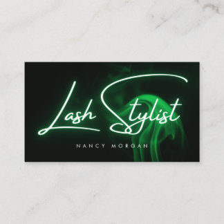Cartão De Visita Lash Stylist Typography Green Neon 