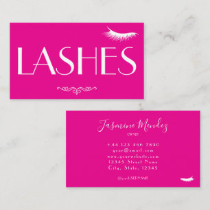 Cartão De Visita Lash Tech Rosa Choque Elegante Salão Profissional