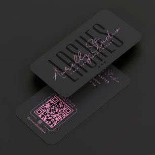 Cartão De Visita Lash Tech Studio Minimal Rosa Preto Compromisso