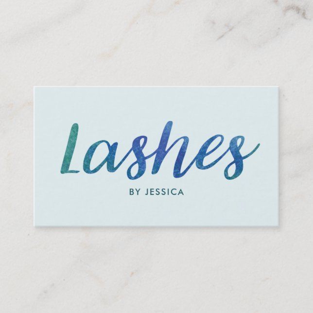 Cartão De Visita Lash Technician Azul Verde (Frente)