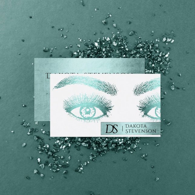 Cartão De Visita Lash Technician | Luxuoso Turquesa Verde-Teal (Criador carregado)
