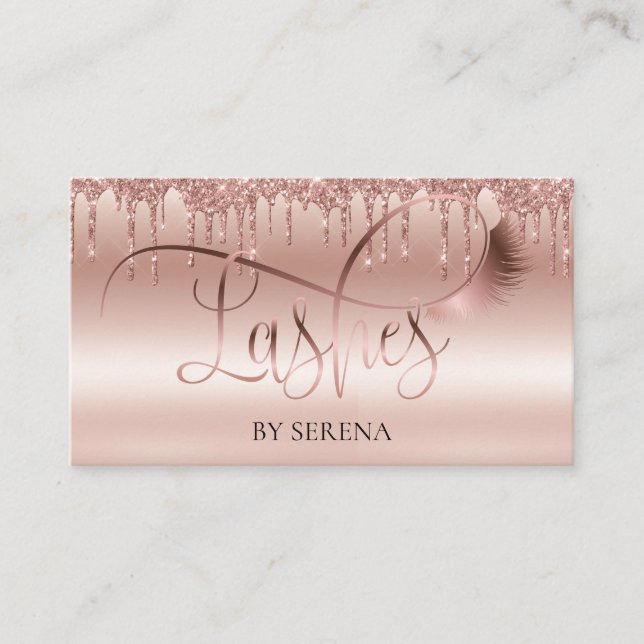 Cartão De Visita Lashes Beauty Makeup Girl Lash Drivers Dourados (Frente)