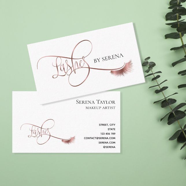 Cartão De Visita Lashes Beauty Makeup Girl Lash Extension Elegante (Criador carregado)