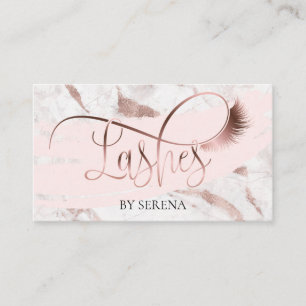 Cartão De Visita Lashes Beauty Makeup Girl Lash Marble Rosa Dourado