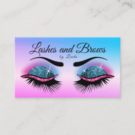 Cartão De Visita Lashes bonito - Brilho cor-de-rosa e azul