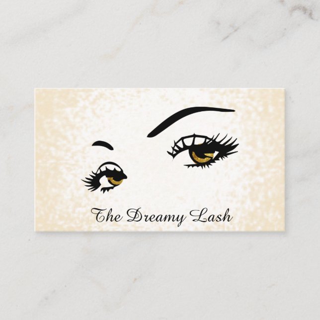 Cartão De Visita *~* Lashes Brows Extensões Glitter Douradas QR (Frente)