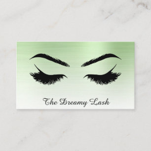 Cartão De Visita *~* Lashes Brows Extensões QR Metal CELERY VERDE