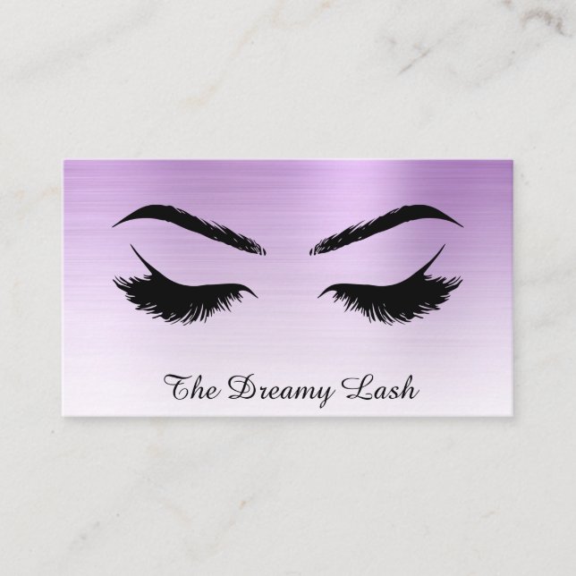 Cartão De Visita *~* Lashes Brows Extensões QR Metal VIOLET (Frente)