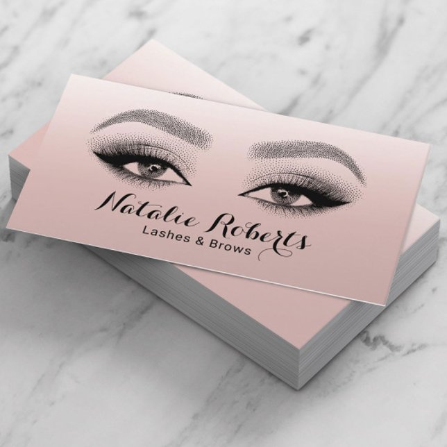 Cartão De Visita Lashes Brows Makeup Artista Blush Pink Beauty Salo (Criador carregado)