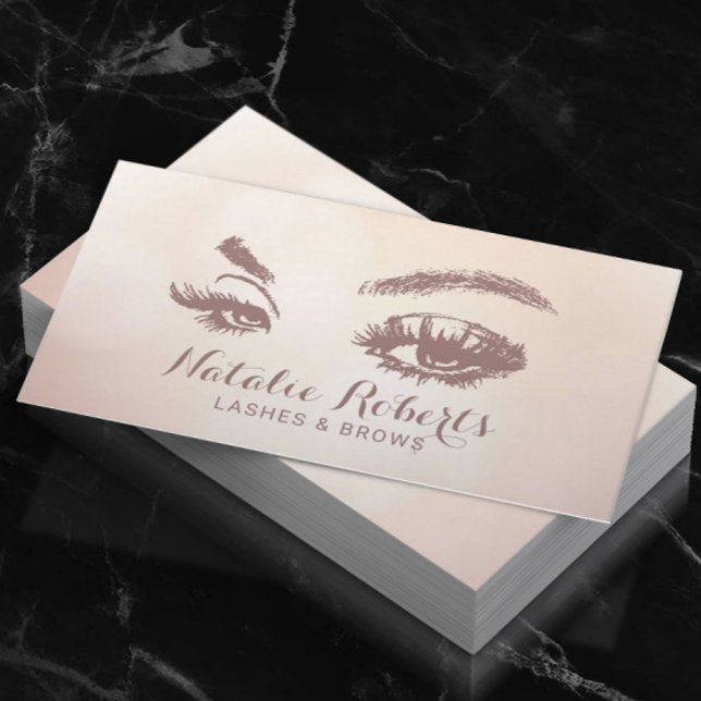 Cartão De Visita Lashes Brows Makeup Artista Pastel Beauty Salon (Criador carregado)