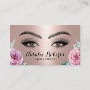 Cartão De Visita Lashes Brows Makeup Artista Rosa Dourado Salão Fl