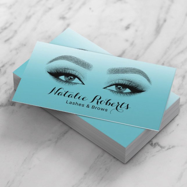 Cartão De Visita Lashes & Brows Makeup Artista Teal Beauty Salon (Criador carregado)