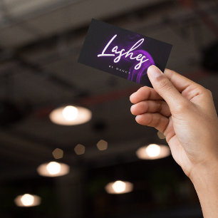 Cartão De Visita Lashes de Neon Purple Smople