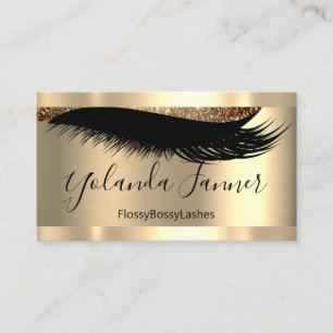 Cartão De Visita Lashes Dourados Makeup Artist Glitter Lux