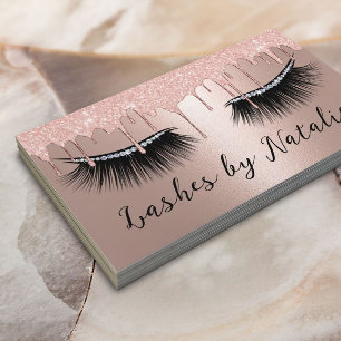 Cartão De Visita Lashes Eyelash Gems Makeup Artista Rosa