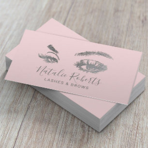 Cartão De Visita Lashes Eyelash Makeup Artista Blush Salon Rosa
