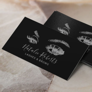 Cartão De Visita Lashes Eyelash Makeup Artista Negro Elegante Salã