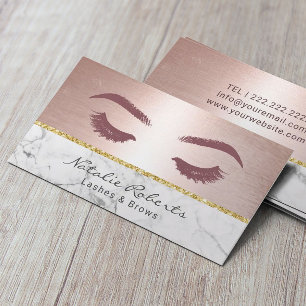 Cartão De Visita Lashes Eyelash Maquiagem Artista Rosa de Bico Dour