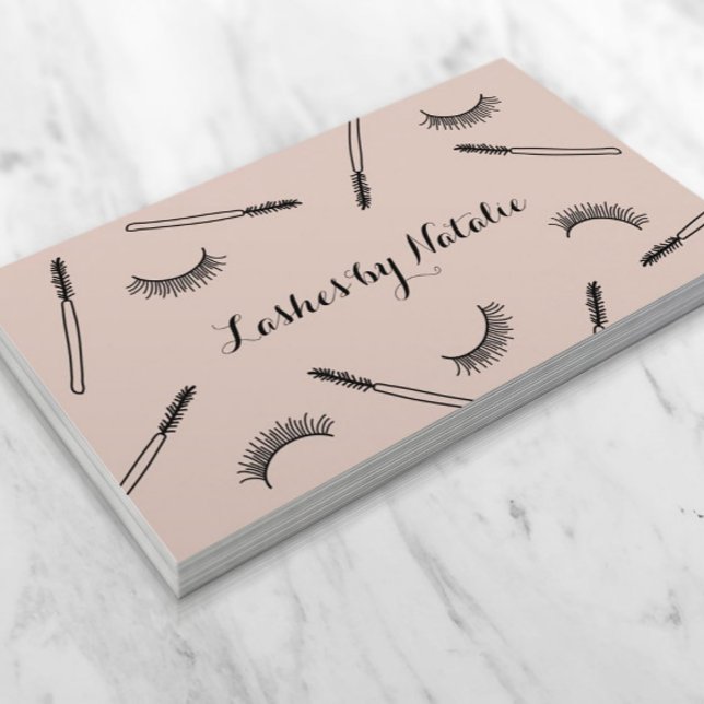 Cartão De Visita Lashes Makeup Artist Cute Eyelash Salon Rosa (Criador carregado)