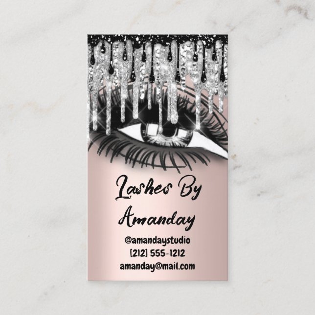 Cartão De Visita Lashes Makeup Artist Drives Rosa Código QR Cinza L (Frente)