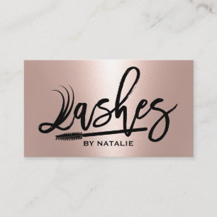 Cartão De Visita Lashes Makeup Artista Rosa Dourado Eyelash Typogra
