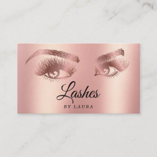 Cartão De Visita Lashes Makeup Artista Rosa Dourado Mascara Brows