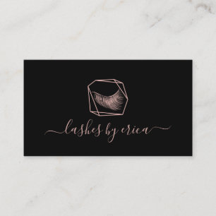 Cartão De Visita Lashes Makeup Artista Rosa Geométrico Eyelash Dou