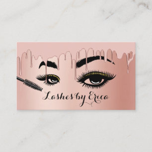 Cartão De Visita Lashes Makeup Artista Rosa Gold Foil Beauty Salon