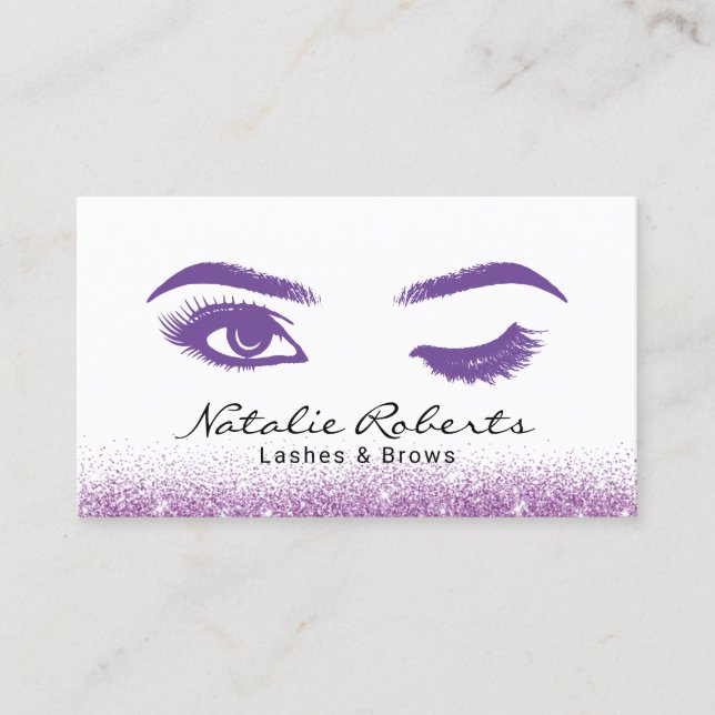 Cartão De Visita Lashes Maquiagem Artista Elegante Piscar os olhos  (Frente)
