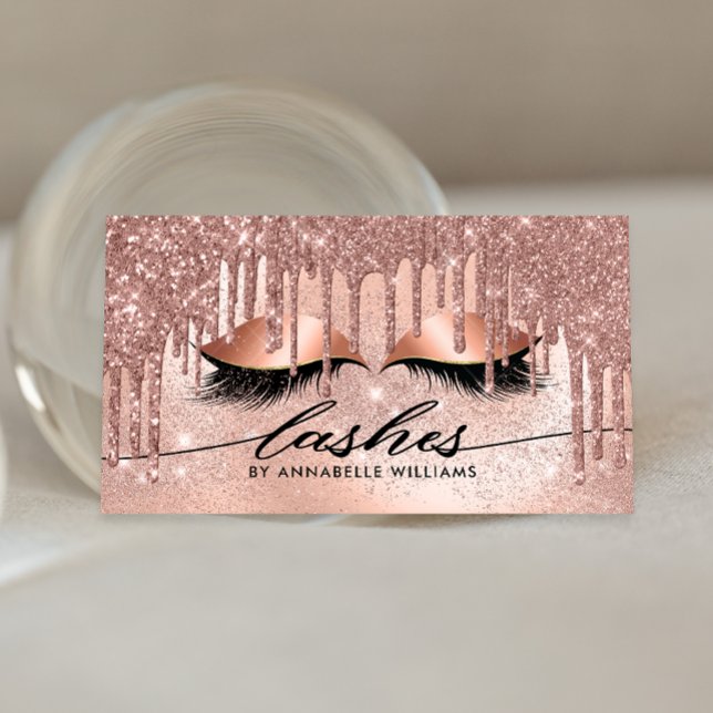 Cartão De Visita Lashes Moderno Rosa Dourado (Criador carregado)