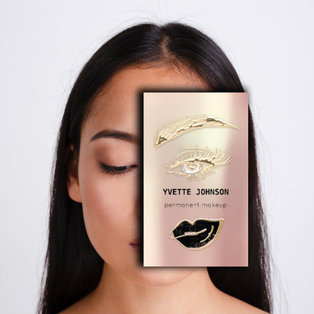 Cartão De Visita Lashes profissionais Brows Logotipo de ativação Có (Professional Lashes Brows Makeup Logo QR Code Business Card)