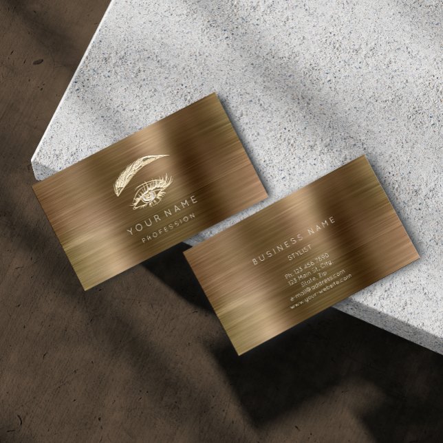 Cartão De Visita Lashes Profissionais Irromperam Ouro De Maqueament (Criador carregado)