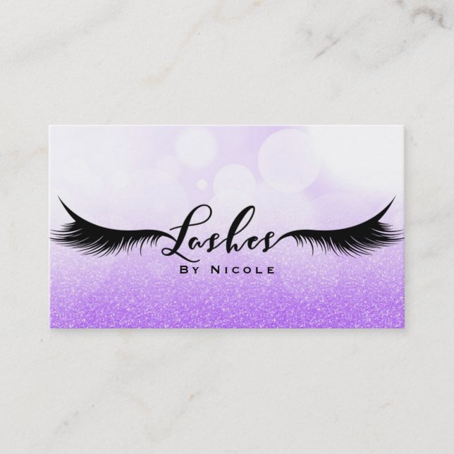 Cartão De Visita Lashes Purple Sparkle Glamor Eyelashes Makeup (Frente)