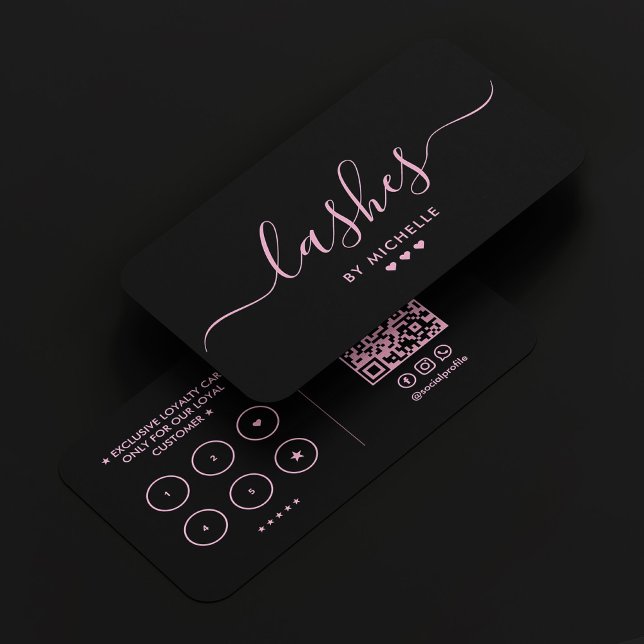 Cartão De Visita Lashes Rosa Estéticos Maqueiam Lealdade Artista (Aesthetic Pink Lashes Makeup Artist Loyalty Business Card
)