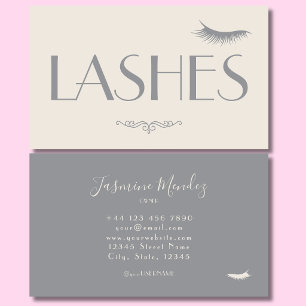 Cartão De Visita Lashes Tech Bege Salão de Beleza Minimalista Creme