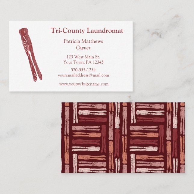 Cartão De Visita Laundromate, Launderette, Wash and Fold Service (Frente/Verso)