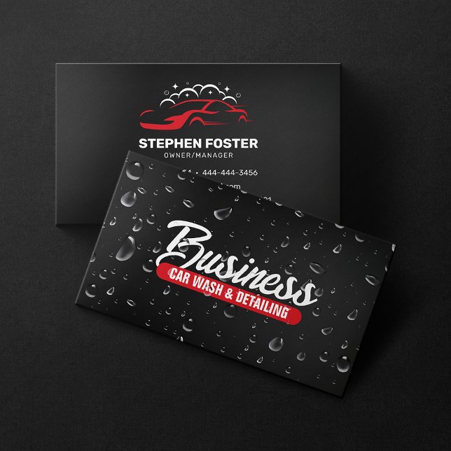 Cartão De Visita Lava-Automóveis e Detalhamento automático de Água  (Criador carregado)