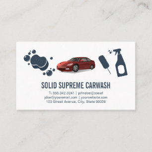 Cartão De Visita Lava e Desconto do Carro Automóvel Vermelho