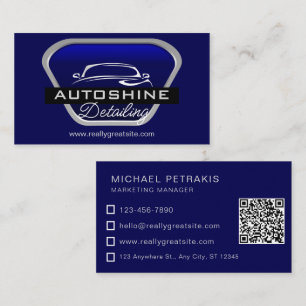 Cartão De Visita Lavagem de Carros Automotivos e Detalhes Modernos