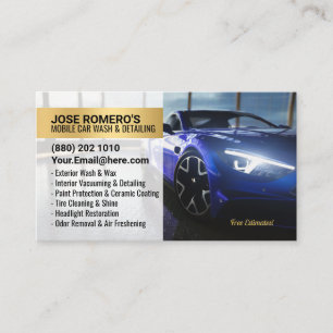 Cartão De Visita Lavagem de Carros Mobil Blue Profissional e Detalh