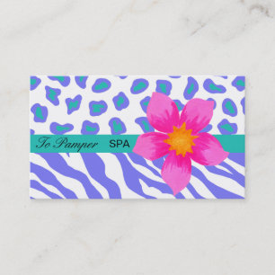 Cartão De Visita Lavanda, Branco, Zebra Floral Teal e Pele Chita